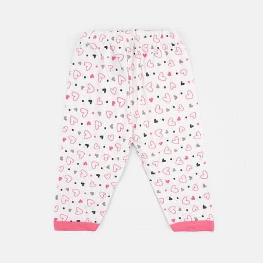 Infant Front Open Suit (Heart) - White/Pink