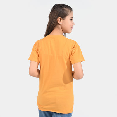 Girls Cotton Jersey T-Shirt H/S Love Fun Club-Citrus