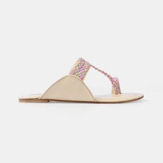 Girls Kolhapuri MT-09-BEIGE