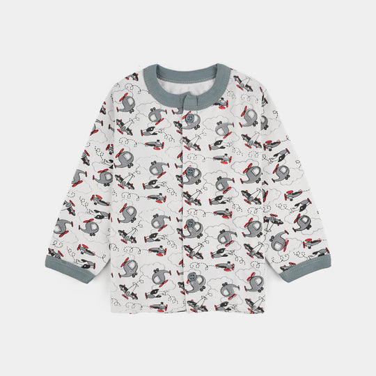 Infant Front Open Suit (Helicopter) - White/Grey
