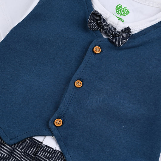 Infant Boys Cotton Interlock Romper NAVY BOW STYLE