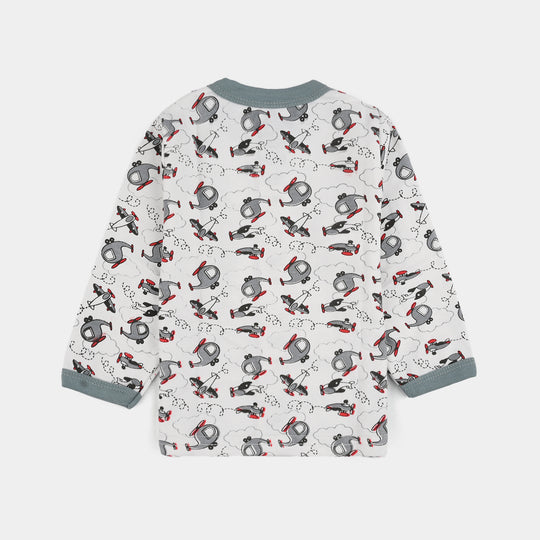 Infant Front Open Suit (Helicopter) - White/Grey