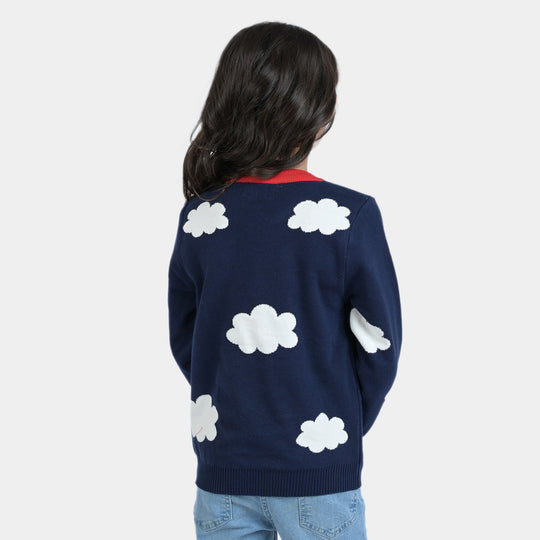 Girls Knitted Sweater Rainbow -NAVY