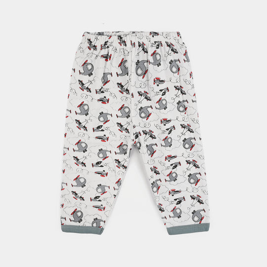 Infant Front Open Suit (Helicopter) - White/Grey