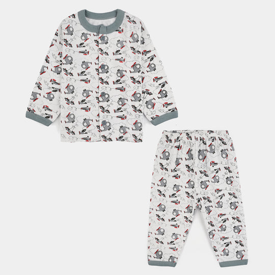 Infant Front Open Suit (Helicopter) - White/Grey