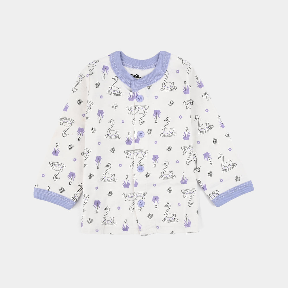 Infant Front Open Suit (Duck) - White/Purple