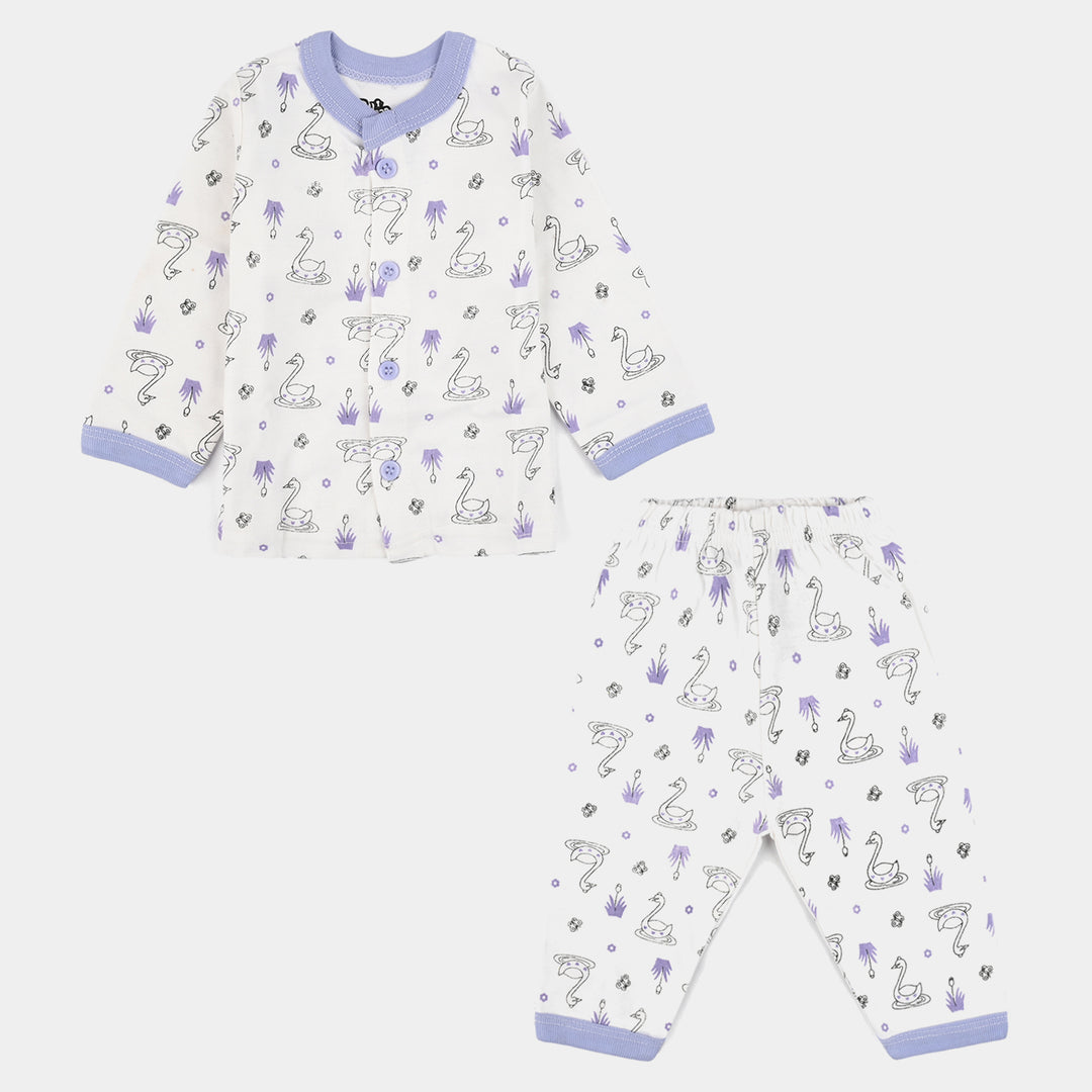 Infant Front Open Suit (Duck) - White/Purple