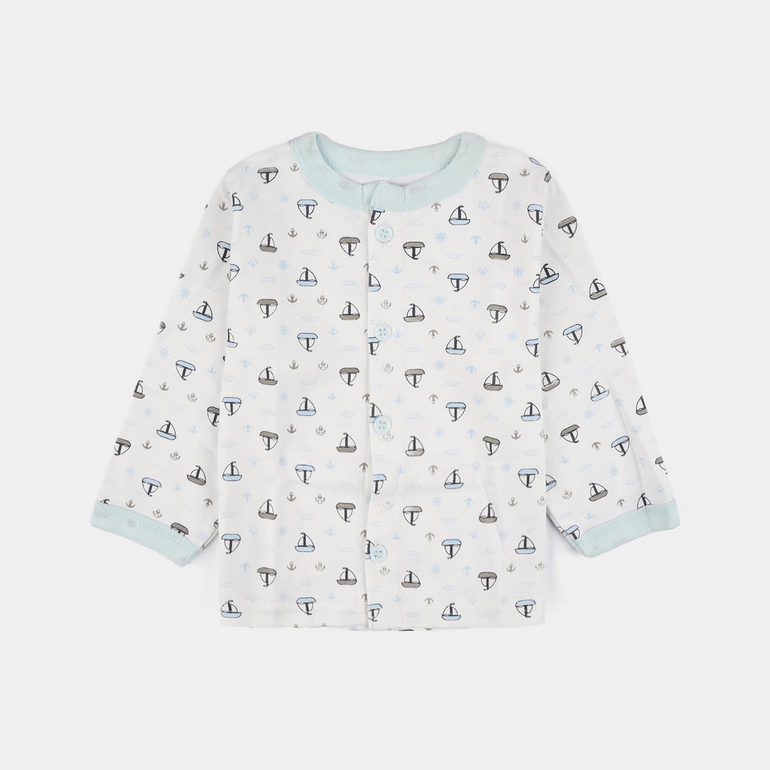 Infant Front Open Suit (Ship) - White/Blue