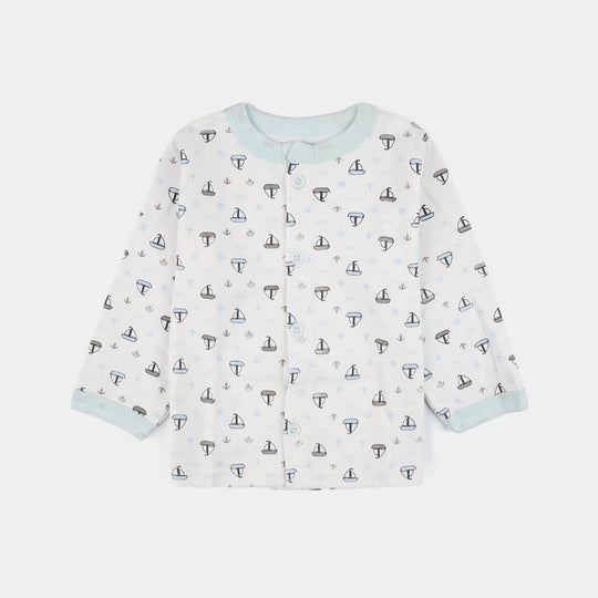 Infant Front Open Suit (Ship) - White/Blue
