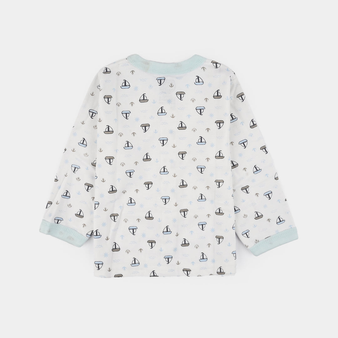 Infant Front Open Suit (Ship) - White/Blue