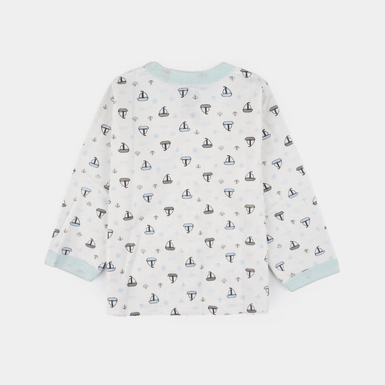 Infant Front Open Suit (Ship) - White/Blue