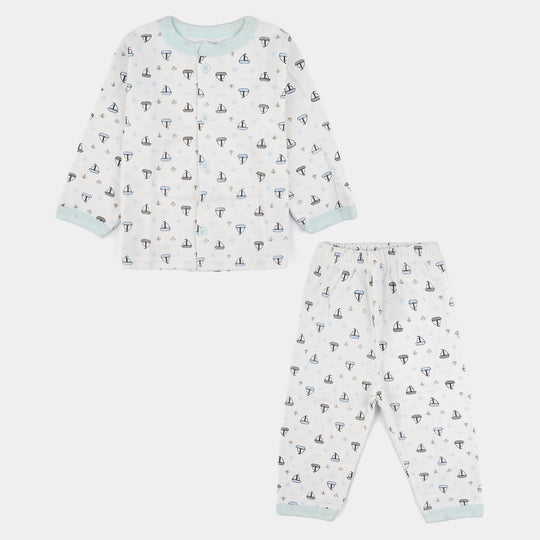 Infant Front Open Suit (Ship) - White/Blue