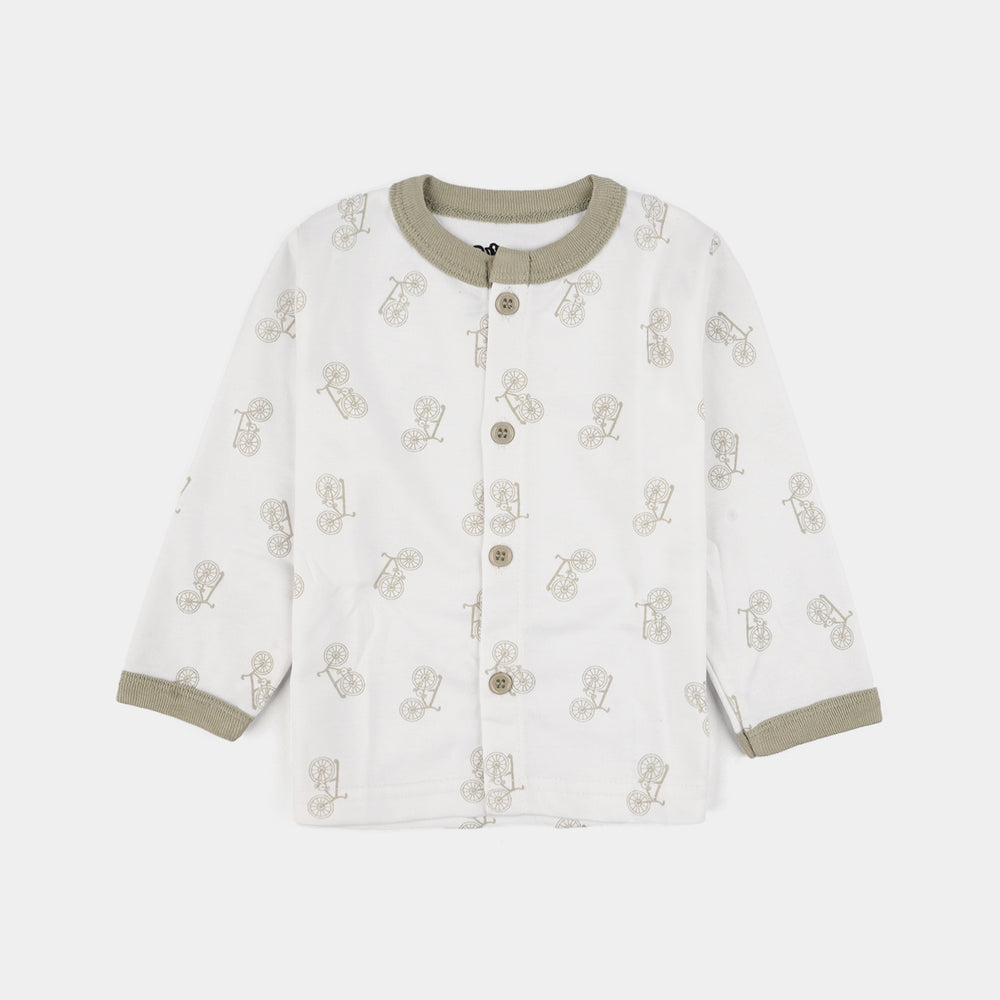 Infant Front Open Suit (Cycle) - White/Green
