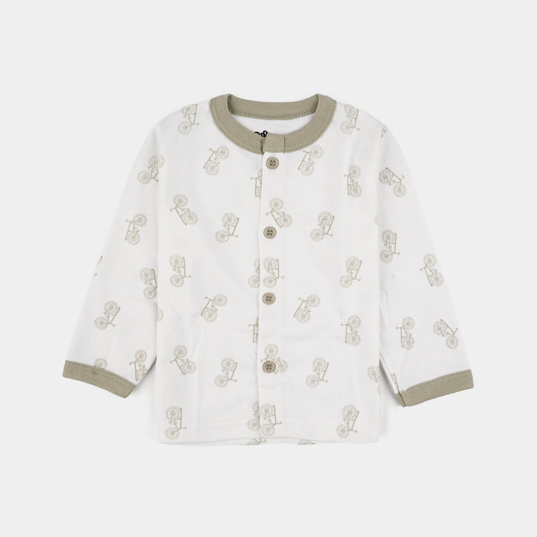 Infant Front Open Suit (Cycle) - White/Green