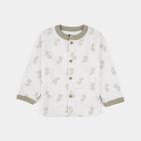 Infant Front Open Suit (Cycle) - White/Green