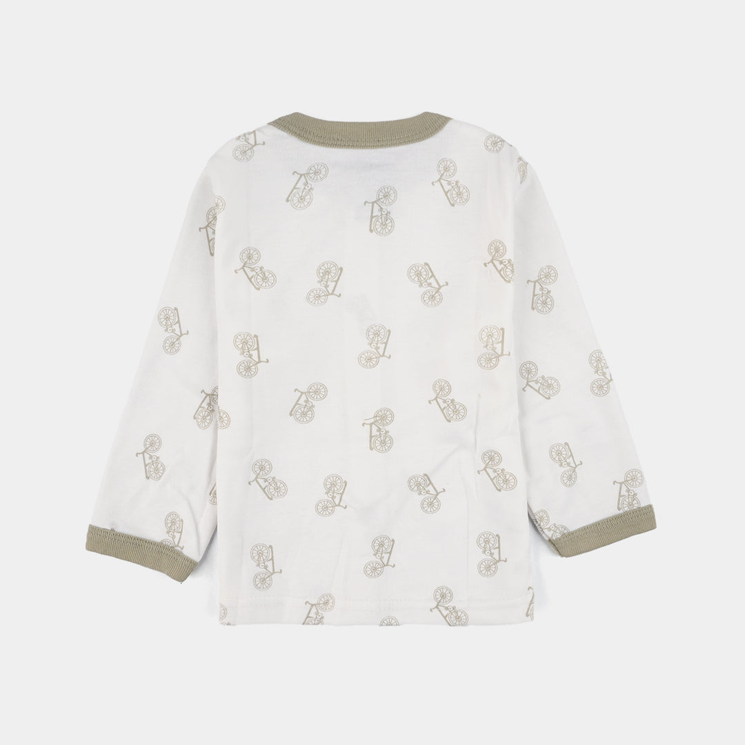 Infant Front Open Suit (Cycle) - White/Green