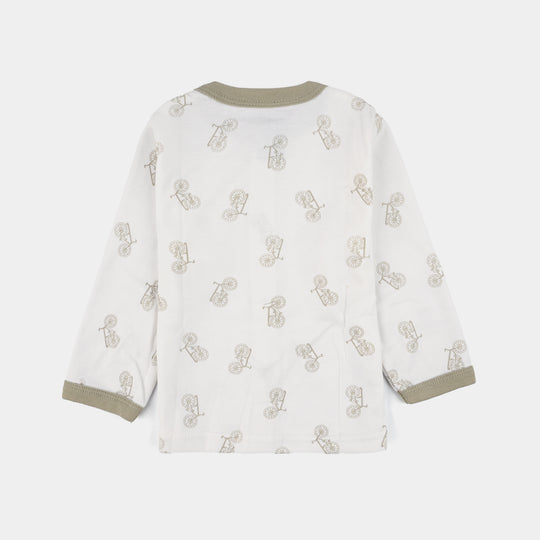 Infant Front Open Suit (Cycle) - White/Green