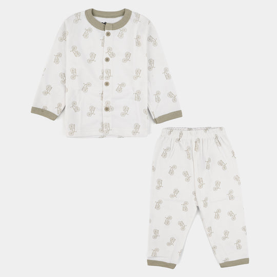 Infant Front Open Suit (Cycle) - White/Green