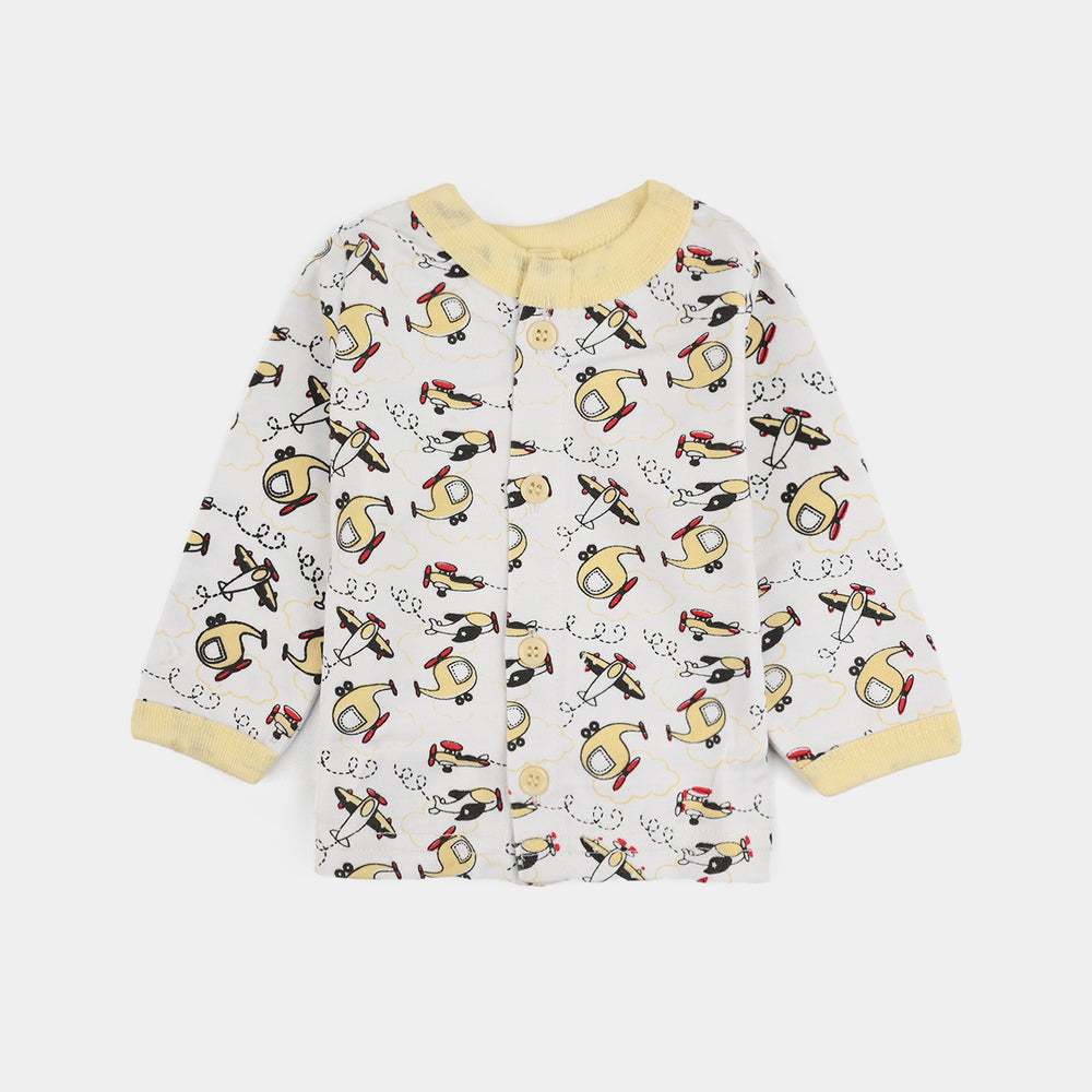 Infant Front Open Suit (Helicopter) - White/Yellow