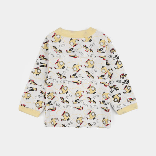 Infant Front Open Suit (Helicopter) - White/Yellow