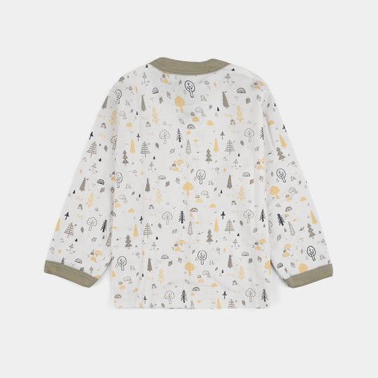 Infant Front Open Suit (Tree Quiet) - White/Grey
