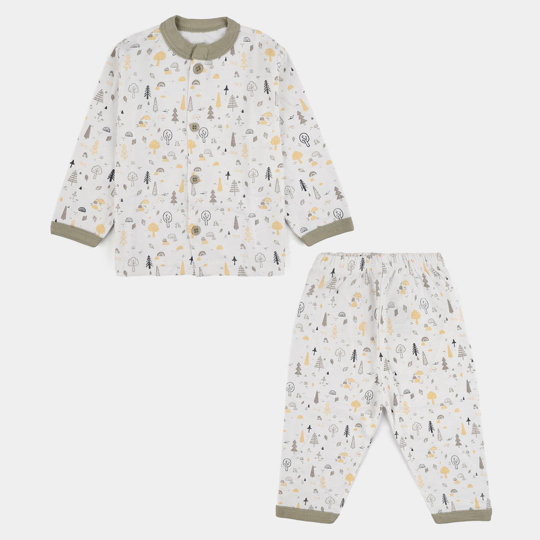 Infant Front Open Suit (Tree Quiet) - White/Grey