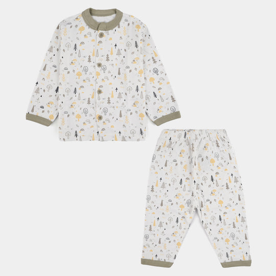 Infant Front Open Suit (Tree Quiet) - White/Grey