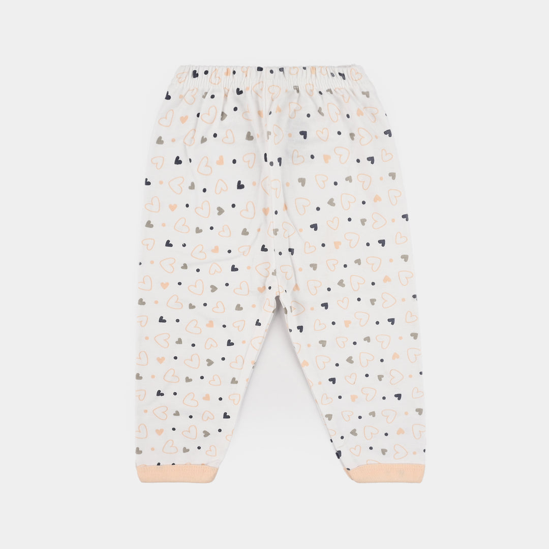 Infant Front Open Suit (Heart) - White/Peach