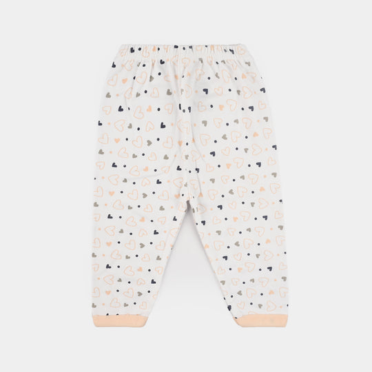 Infant Front Open Suit (Heart) - White/Peach