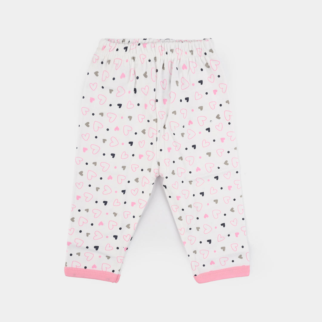 Infant Front Open Suit (Heart) - White/Pink