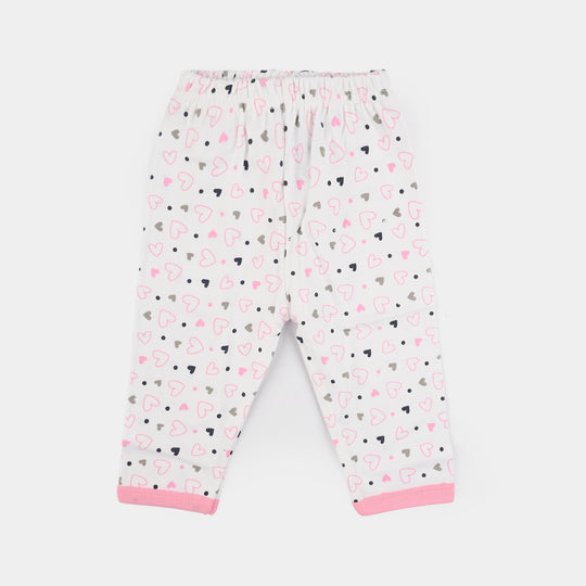 Infant Front Open Suit (Heart) - White/Pink