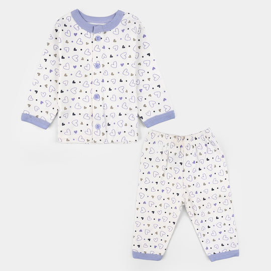 Infant Front Open Suit (Heart) - White/Purple