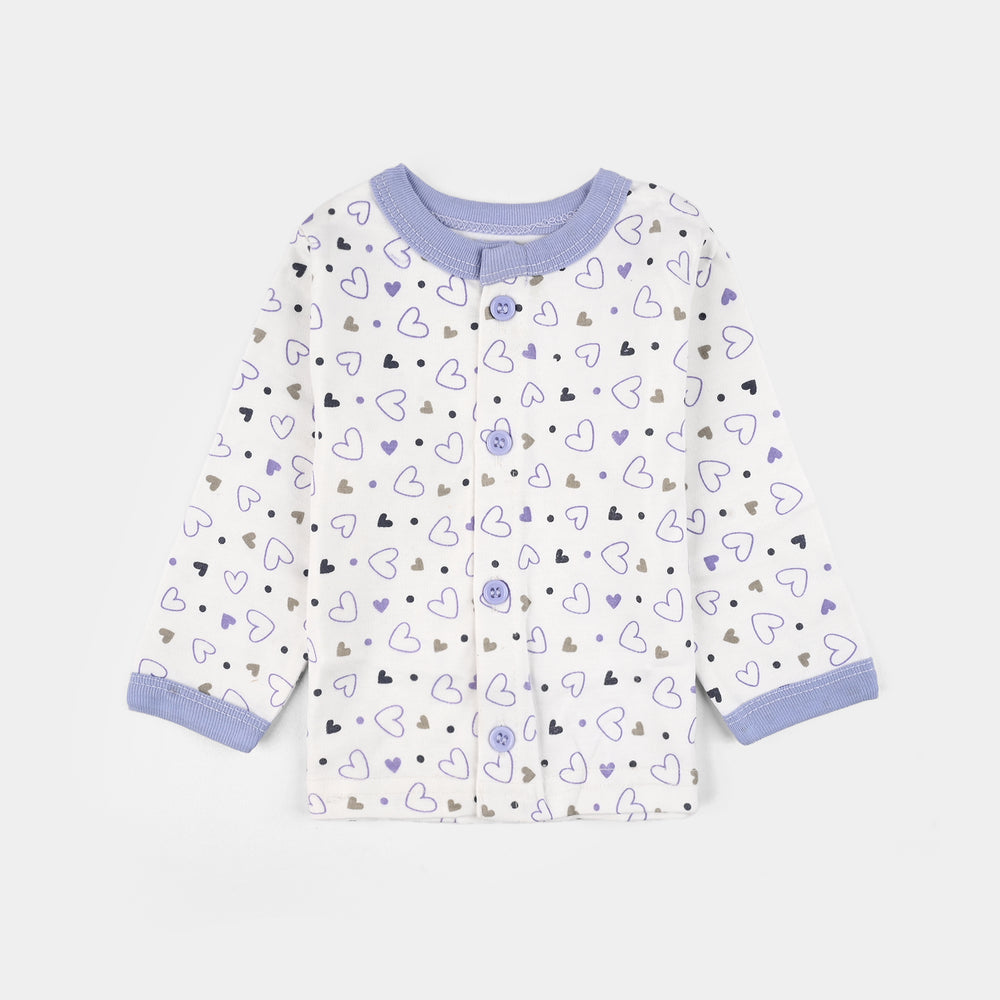 Infant Front Open Suit (Heart) - White/Purple