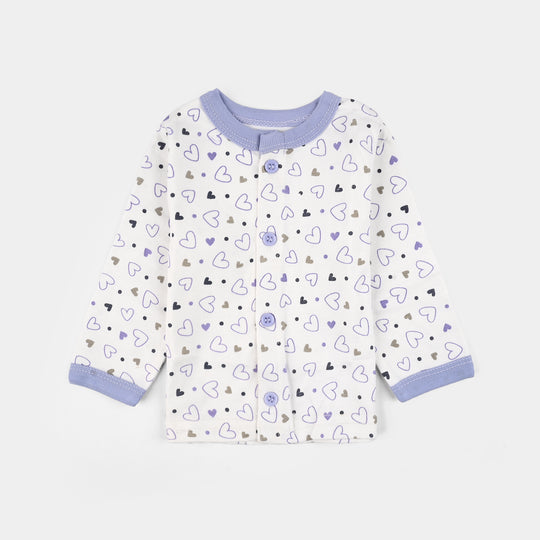 Infant Front Open Suit (Heart) - White/Purple