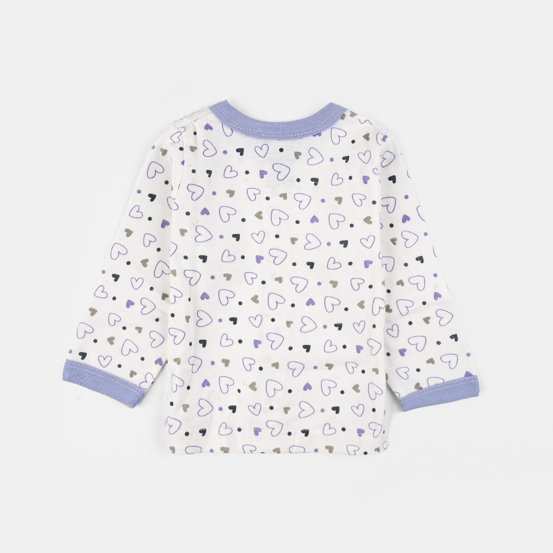 Infant Front Open Suit (Heart) - White/Purple