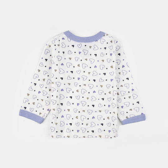 Infant Front Open Suit (Heart) - White/Purple