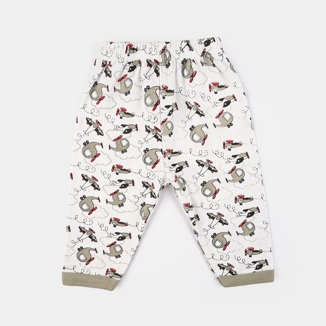 Infant Front Open Suit (Helicopter) - White/Olive Green