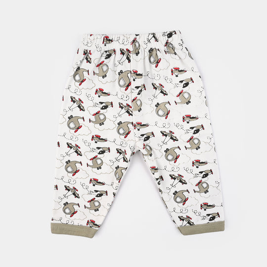 Infant Front Open Suit (Helicopter) - White/Olive Green