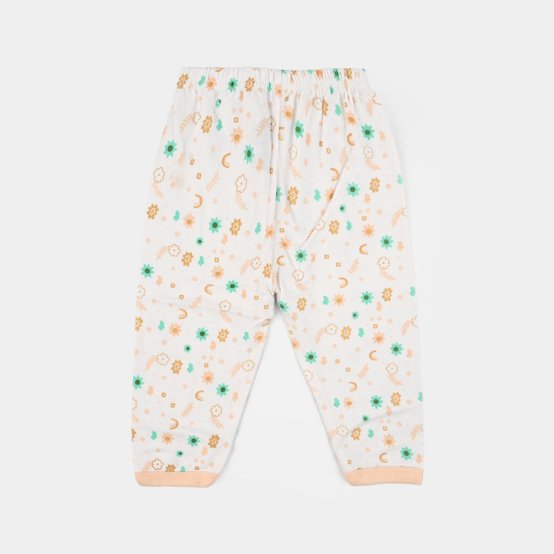 Infant Front Open Suit (Flower) - White/Peach