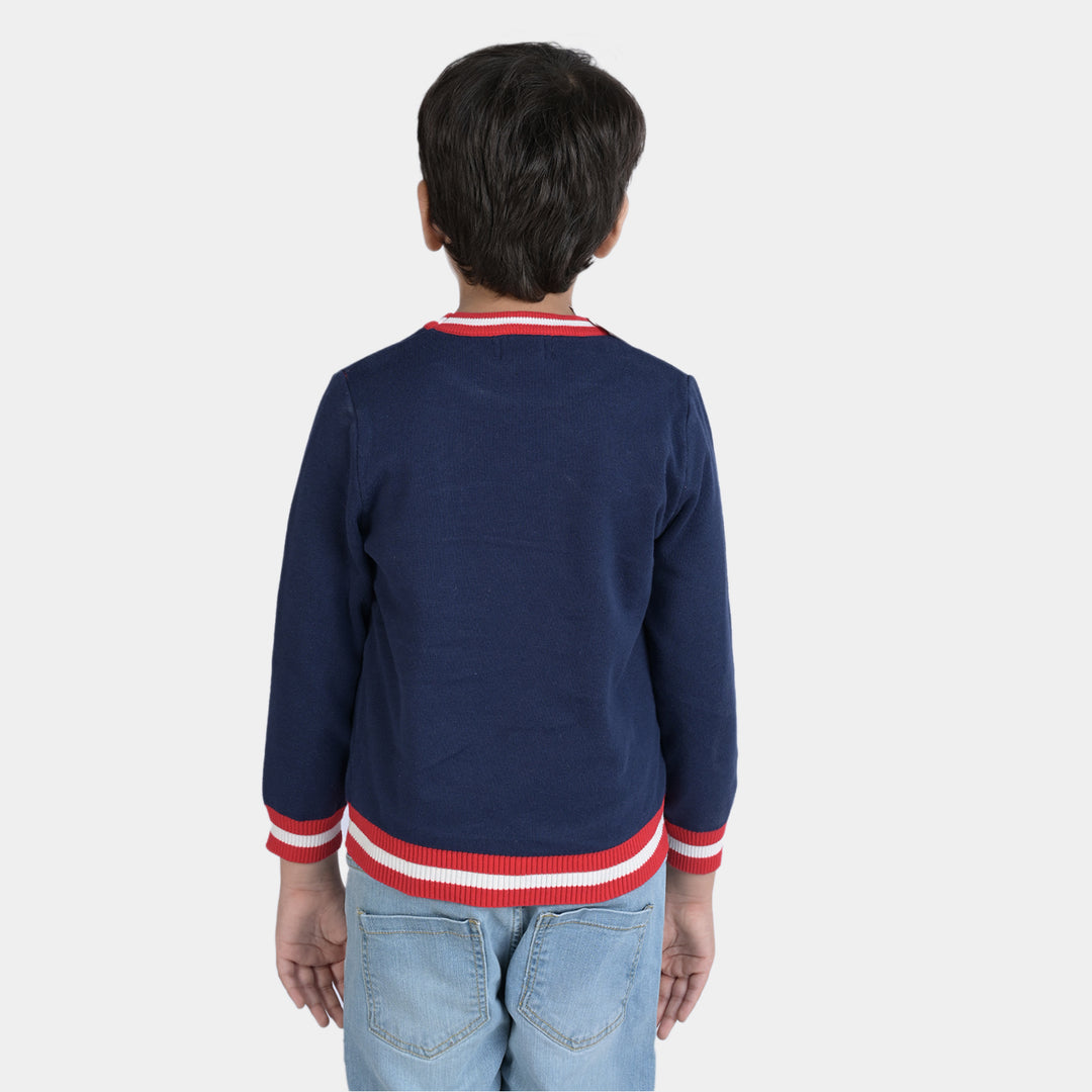 Boys Knitted Sweater Character -Navy