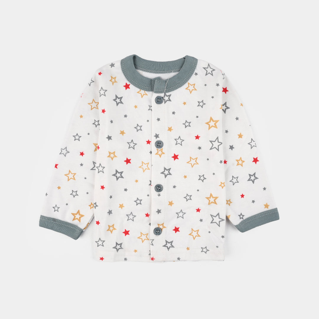 Infant Front Open Suit (Star) - White/Grey