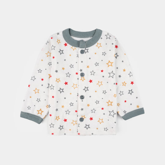 Infant Front Open Suit (Star) - White/Grey