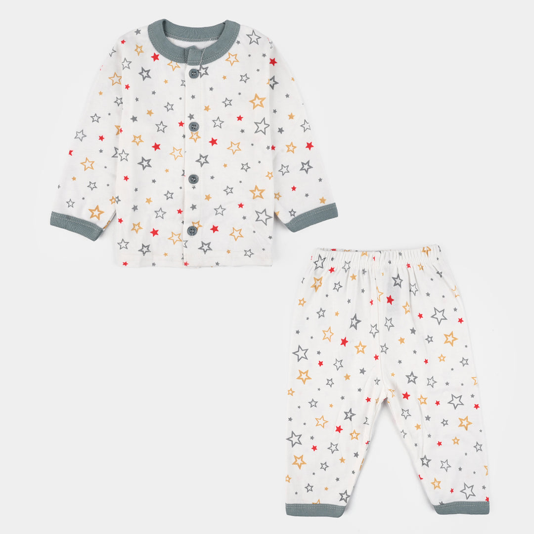 Infant Front Open Suit (Star) - White/Grey