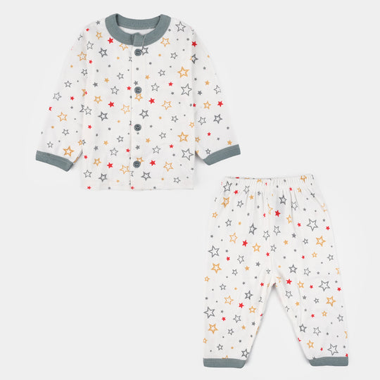 Infant Front Open Suit (Star) - White/Grey
