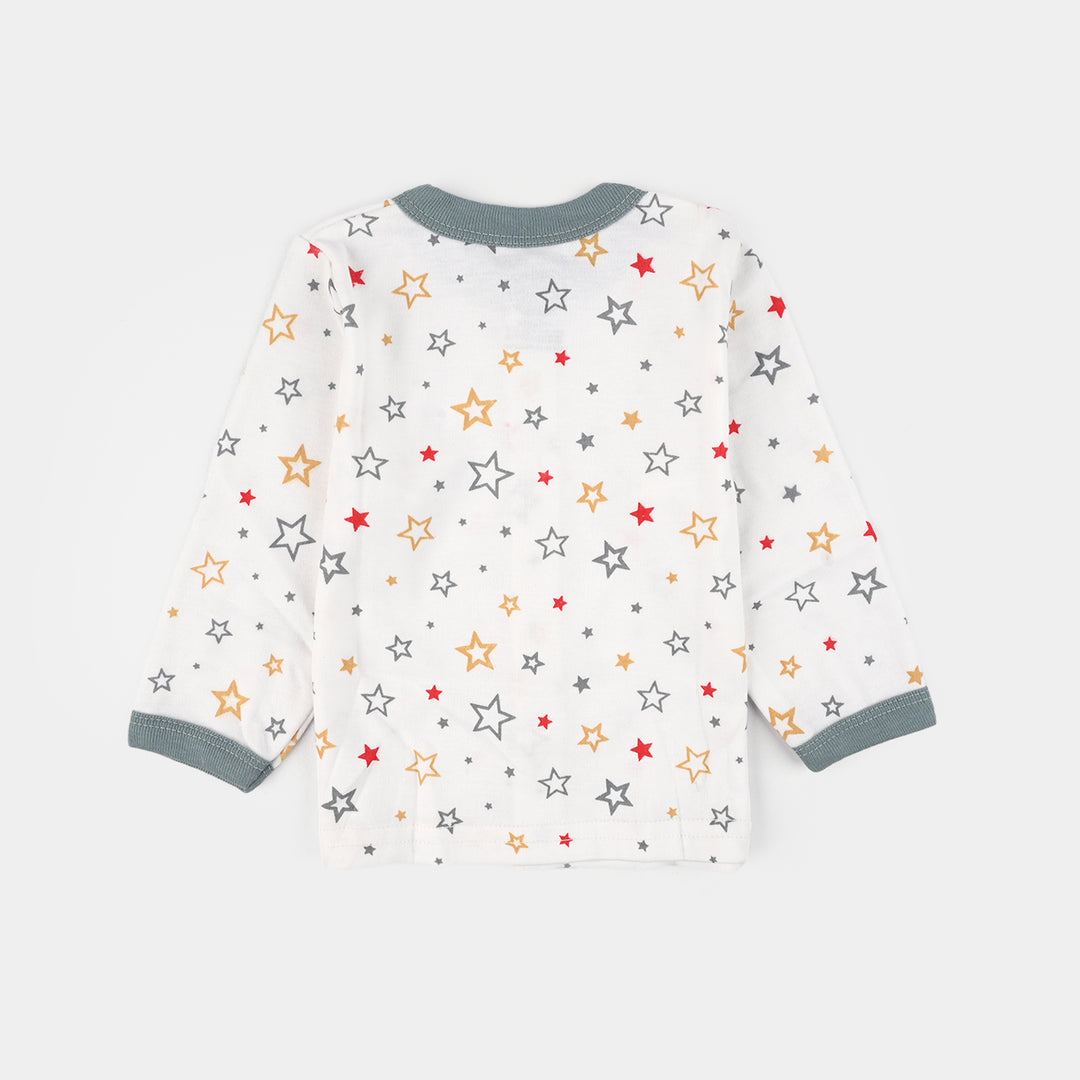 Infant Front Open Suit (Star) - White/Grey