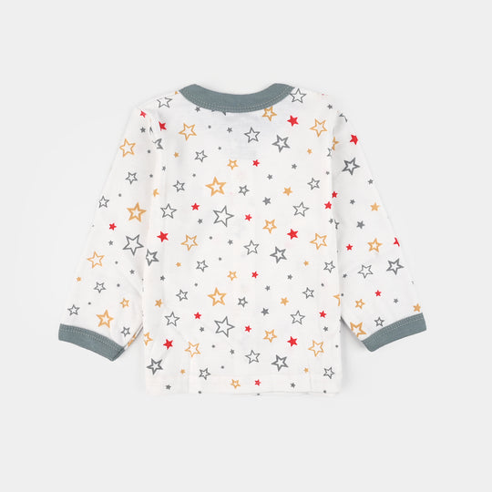 Infant Front Open Suit (Star) - White/Grey