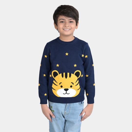 Boys Knitted Sweater Tiger -NAVY