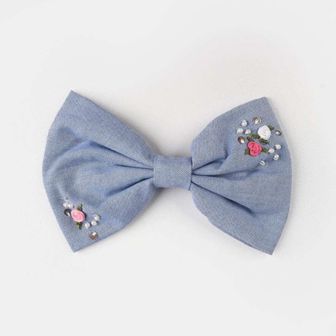 Handmade Embroidered Bow Hair Pin