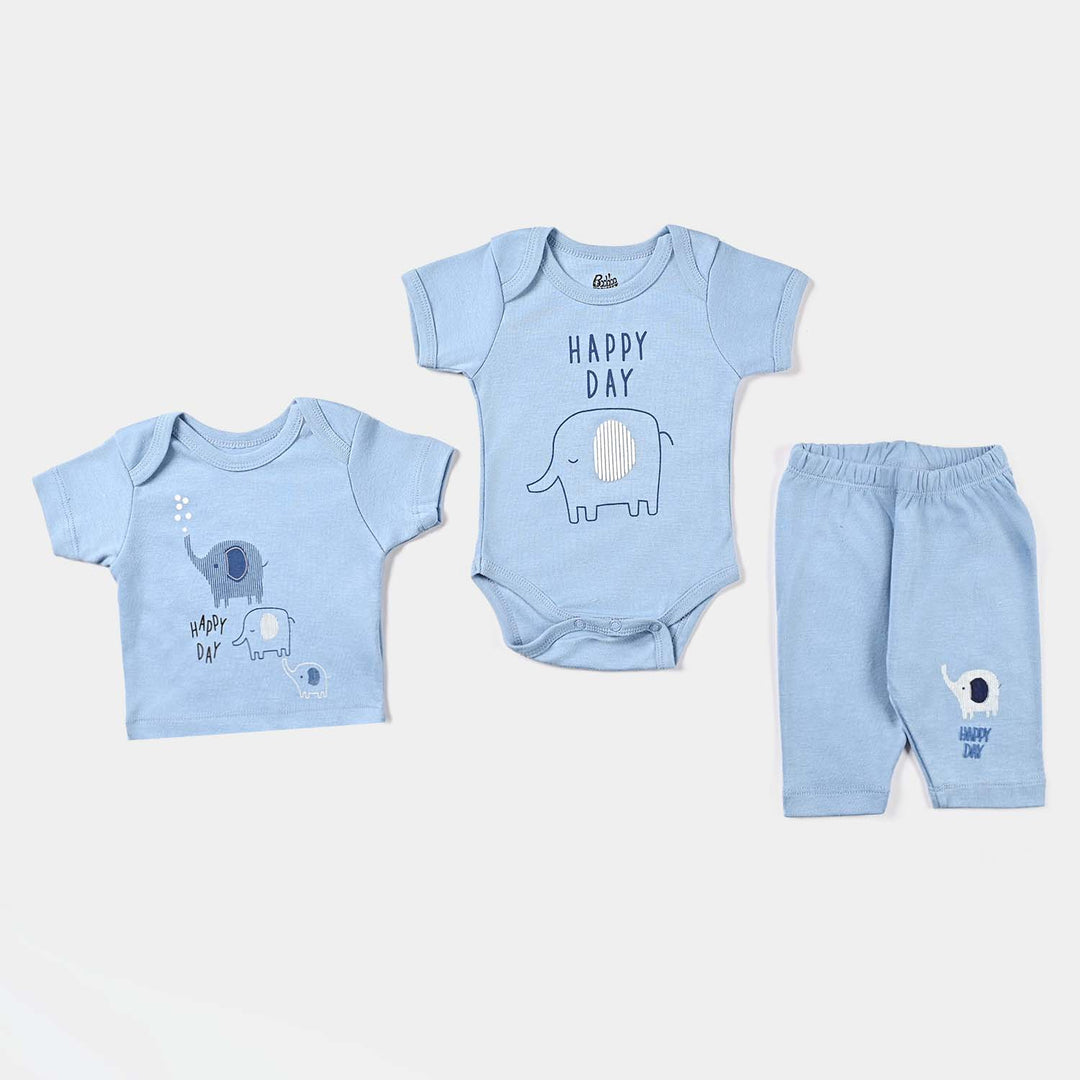 Infant Boys Cotton Interlock 7 Piece Set Elephants-Melange