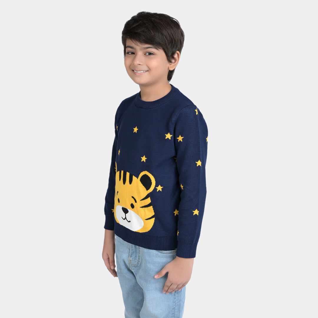 Boys Knitted Sweater Tiger -NAVY